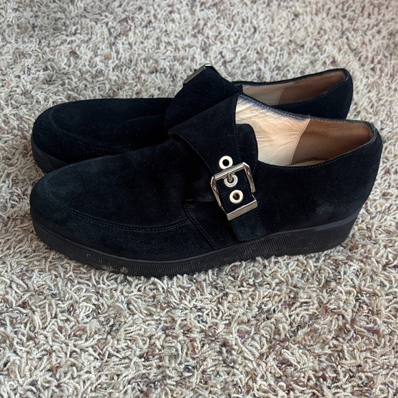 Marvin K. Black suede slip on buckle loafers - Picture 2 of 4